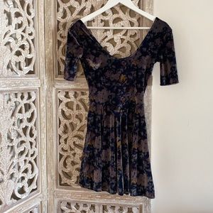 Urban Outfitters floral velvet skater dress